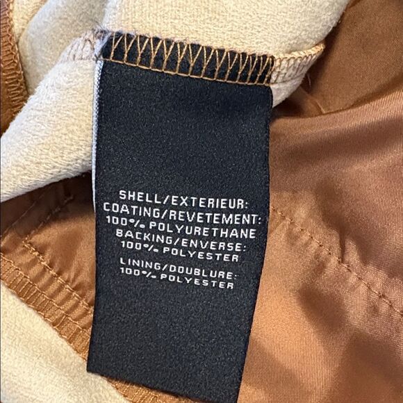 7 For All Mankind Faux Leather Wide Leg Cropped Pants Saddle Brown Sz S - Picture 9 of 9